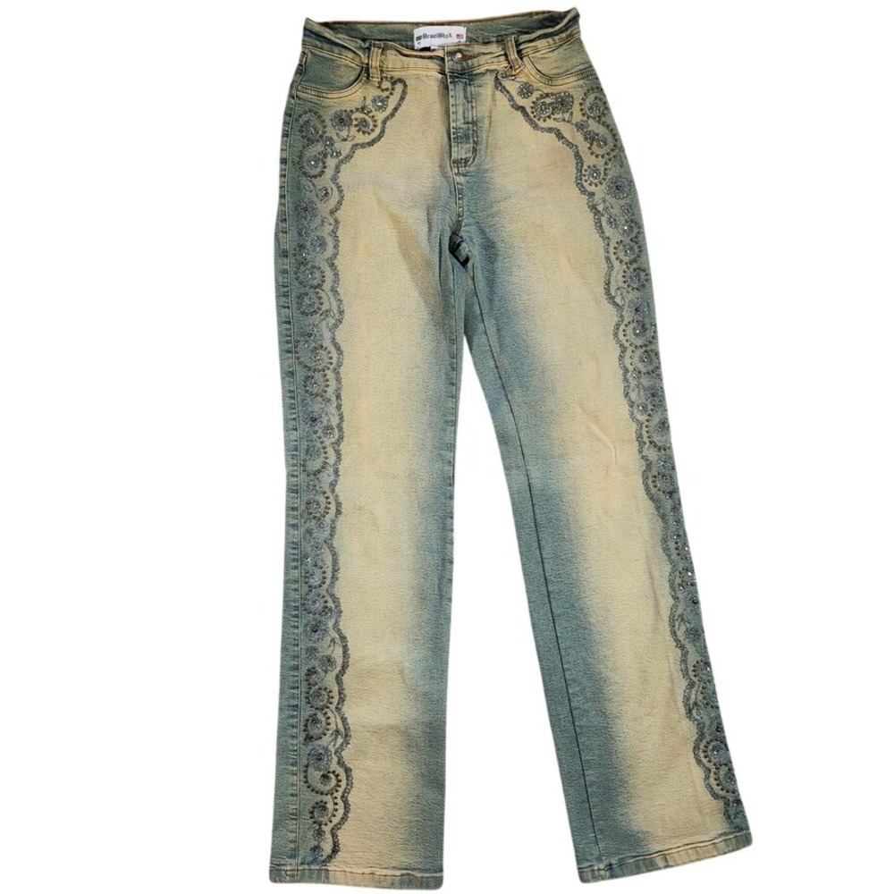 BrazilRox Womens Jeans‎ Embellished Rhinestone Accent Denim Pants Size 6
